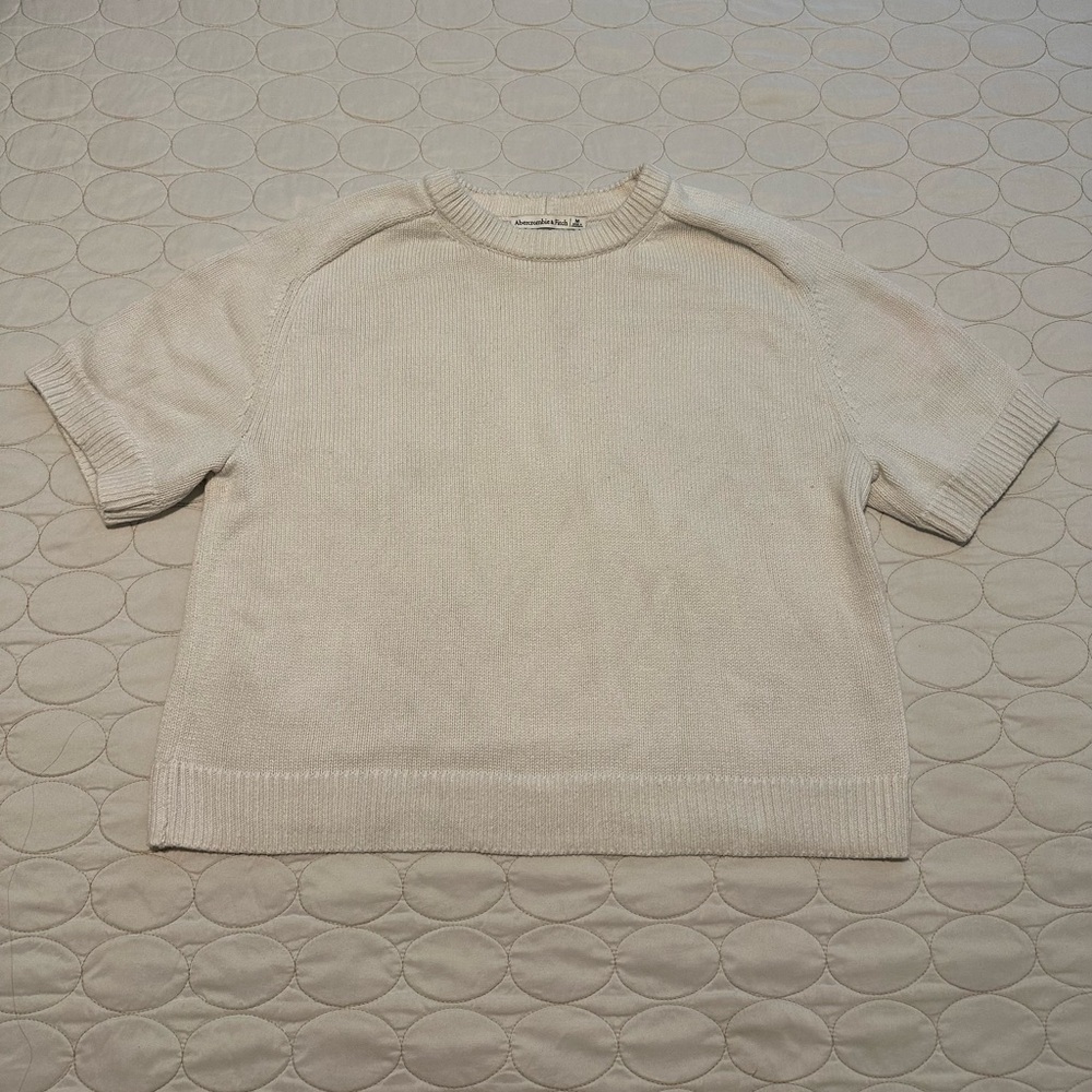 Abercrombie & Fitch Cream Knit Short Sleeve Top